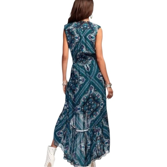 NWT Ramy Brook Exclusive Wendy Dress Silk High-Low Dress, Navy Combo Small, New - Picture 3 of 9